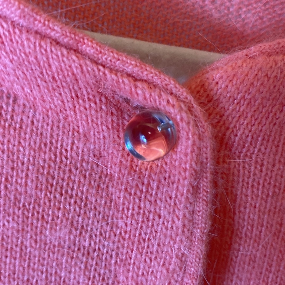 Fossil Angora Wool Cardigan Sweater Womens large Coral Pink - Picture 3 of 7